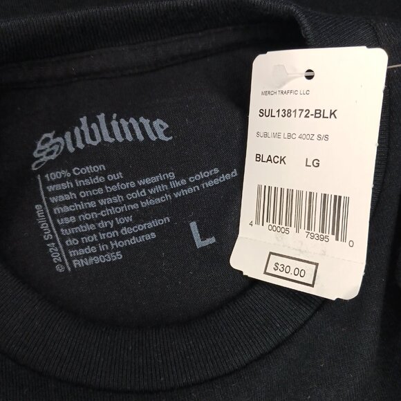 Sublime 40 Oz. To Freedom Mens Large T Shirt Black Short Sleeve Long Beach Ca. - Picture 7 of 8